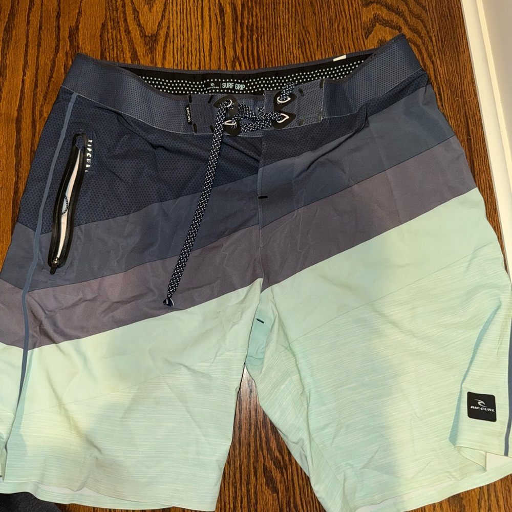 Men's Blue and Gray Swim Shorts